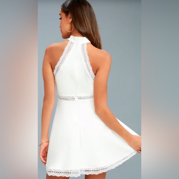 LuLus white lace skater dress New xs extra small black - Picture 2 of 5